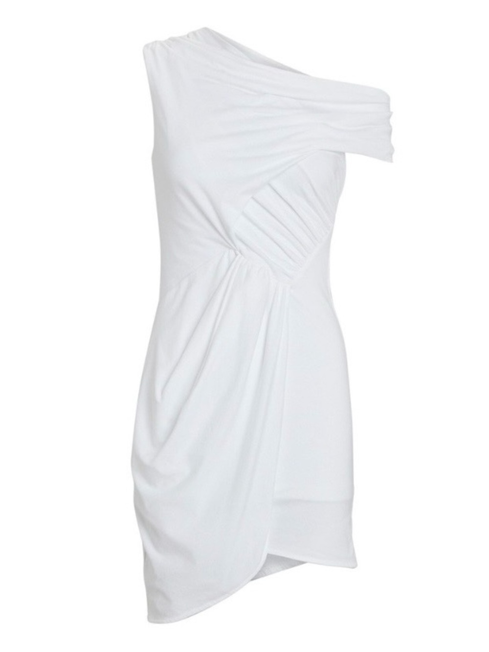 IRO Ermett White Draped Off Shoulder Stretch Ruched Mini Party Dress NWT Size XS